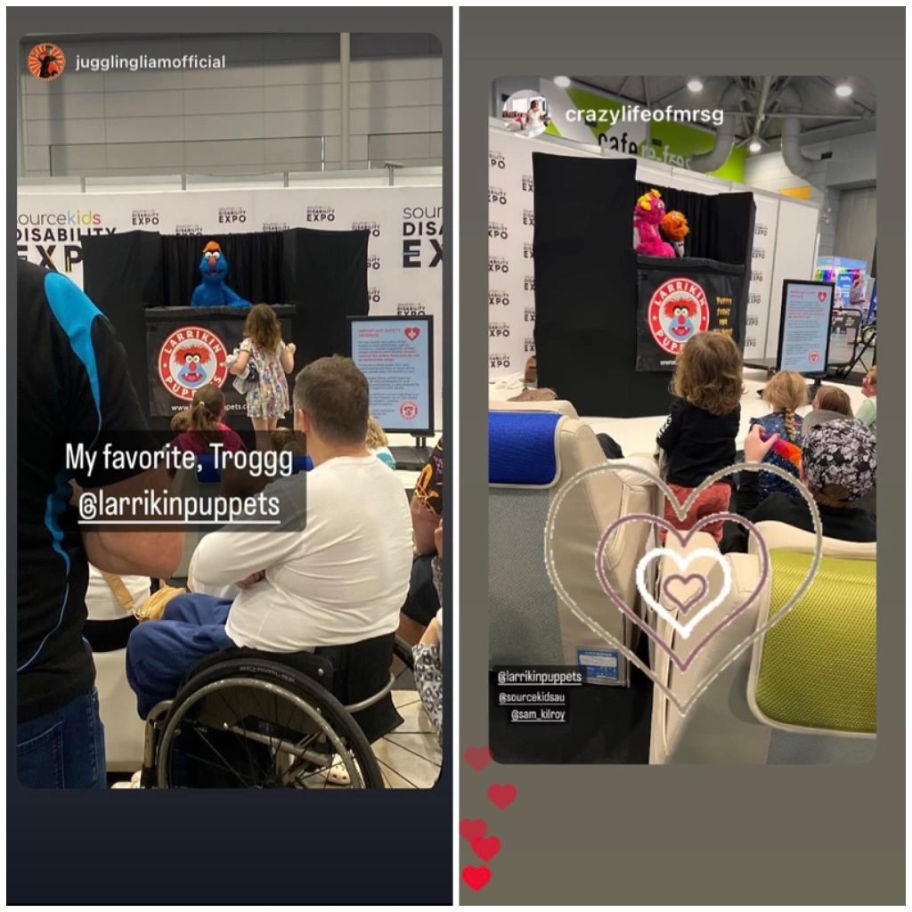 Larrikin Puppets at 2024 Source Kids Brisbane Disability Expo, held at the Brisbane Convention and Exhibition Centre.