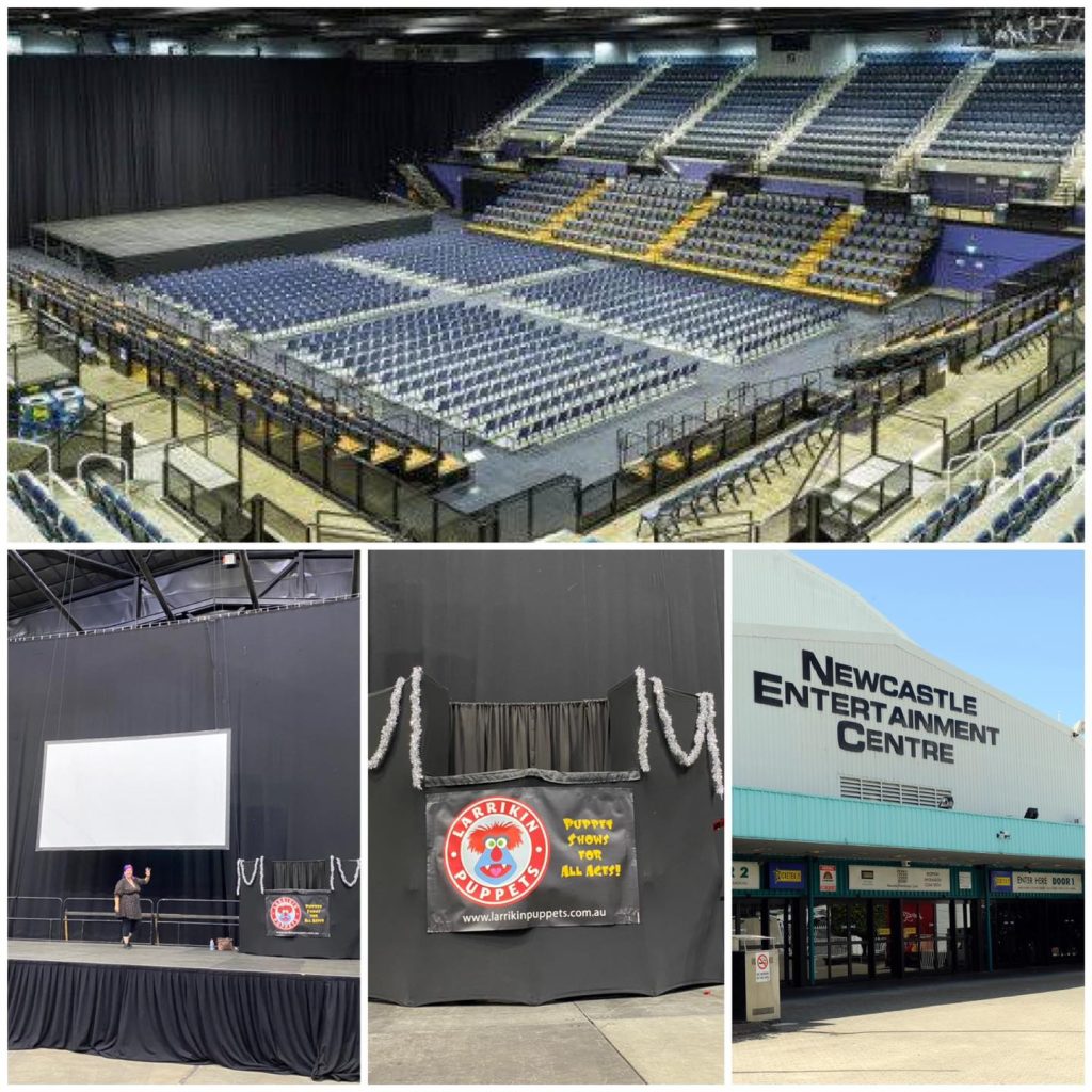 Larrikin Puppets Christmas puppet show at the Newcastle Entertainment Centre for the Special Children's Christmas Party Newcastle 2022