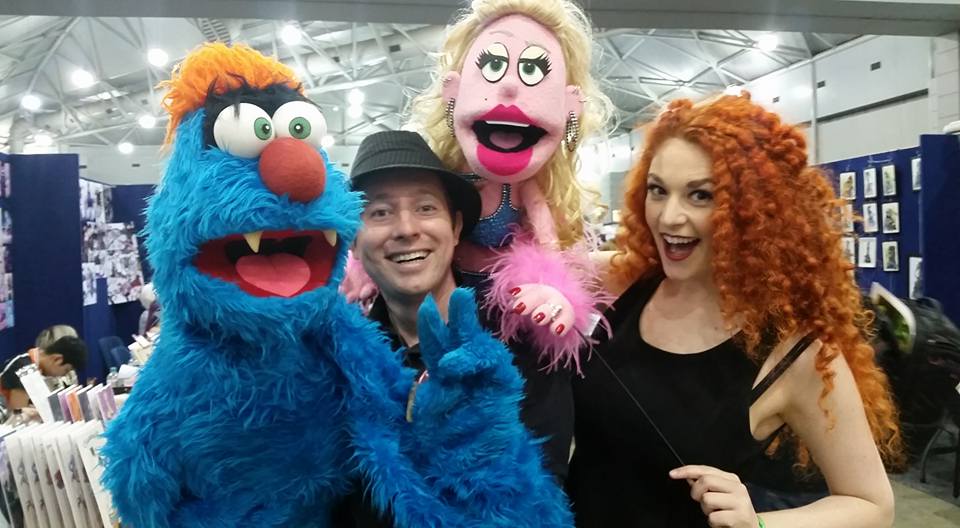 Troggg and Brett with Lucy and Kate Xouris from the Orange Theatre Company's (NSW) 2012 production of Avenue Q.