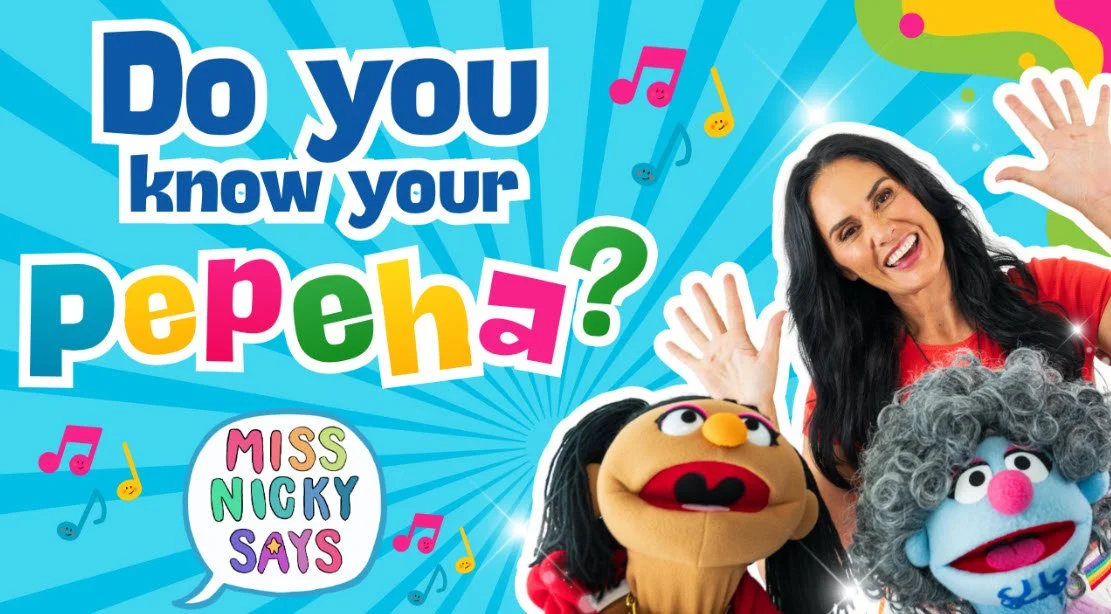Miss Nicky Says with puppet characters from Larrikin Puppets in the Do You Know Your Pepeha? project