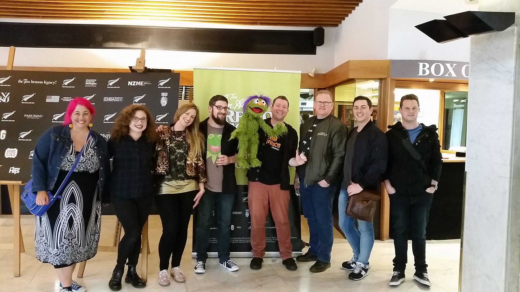 Brett Hansen with Frazzamatazz, Elissa Jenkins and a group of friends in Wellington, New Zealand for the Jim Henson Retrospectacle