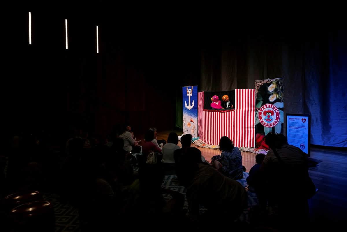 Larrikin Puppets performing their Kids Comedy Puppet Show at QAGOMA on 26 September 2026